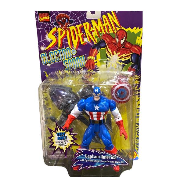 Spider-man Electro Spark Captain America action figure vintage NIP - Picture 1 of 3